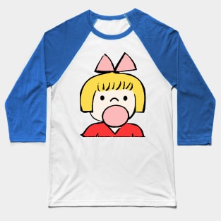 Cute Retro Bubblegum Girl Design Baseball T-Shirt